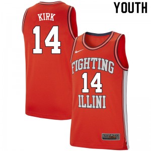 Youth Illinois #14 Walt Kirk Retro Orange Embroidery Jersey 721804-130